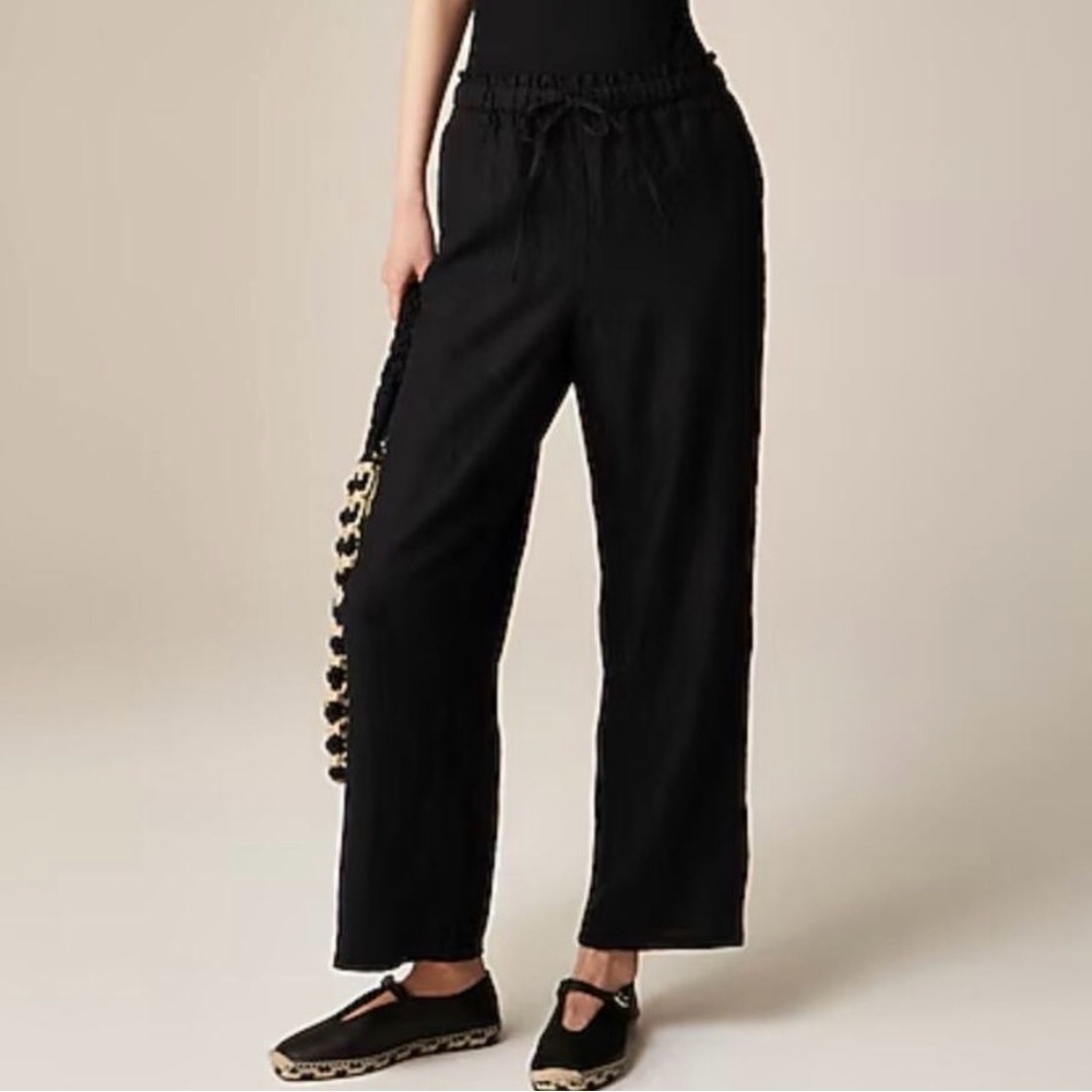 J.Crew New Seaside Linen Pants Black Beachy Summer Vacation BF487 NWT Size 2x
